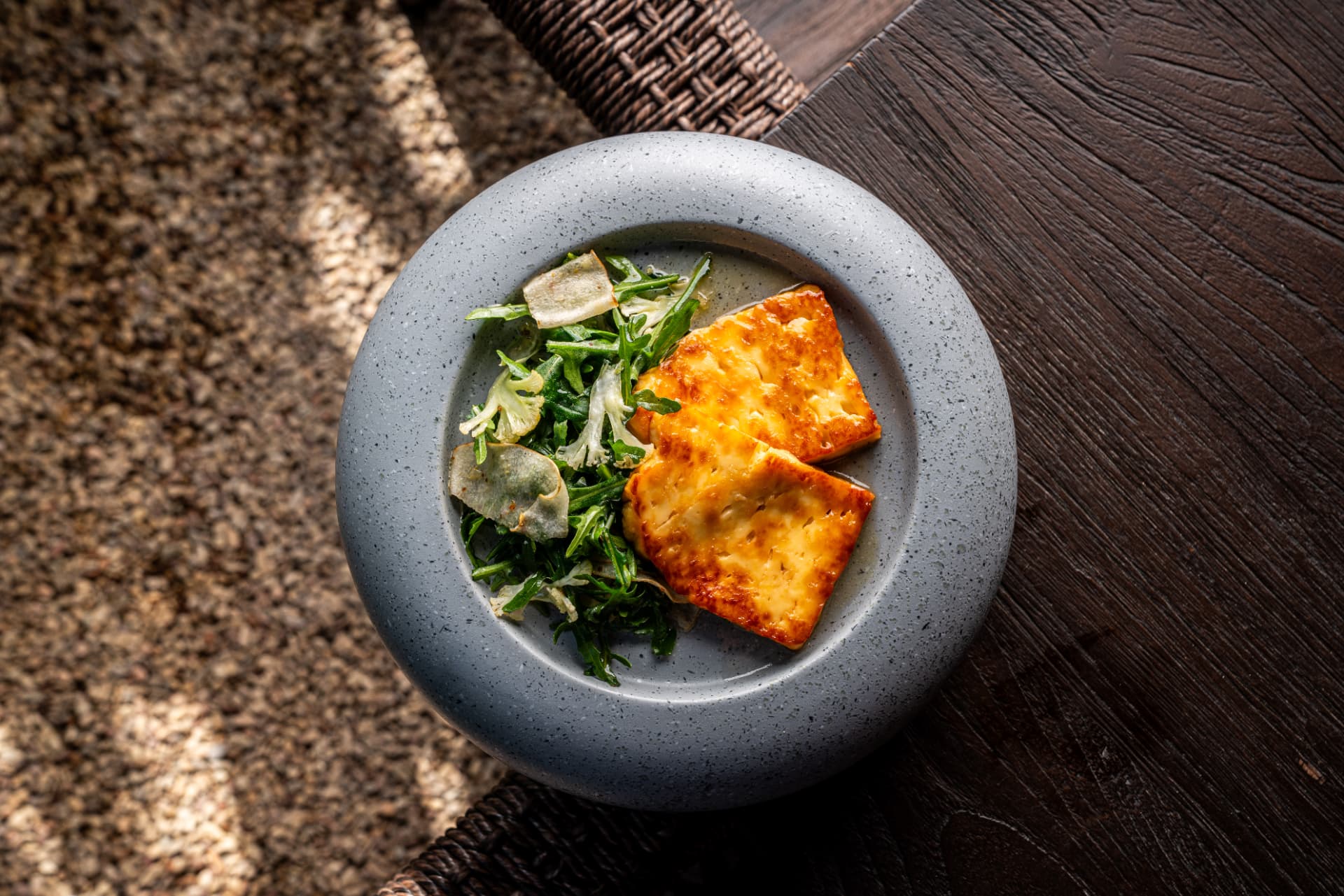 Golden grilled cheese with garden greens at TAMAN